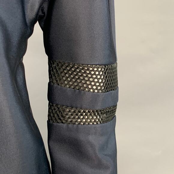 FENDI Fall 2014 Size 6 Navy Green Polyamide Blend Patchwork Back Zip Casual Top - Picture 4 of 13